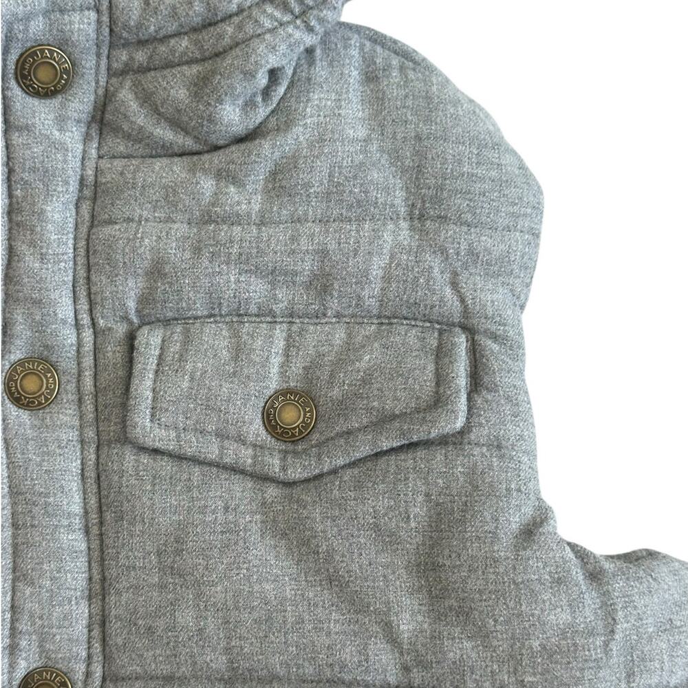 JANIE AND JACK Baby Boy Heather Gray Hooded Quilted Vest Size 18-24m - Picture 3 of 6